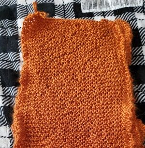 Handknit Orange Textured Scarf Panel